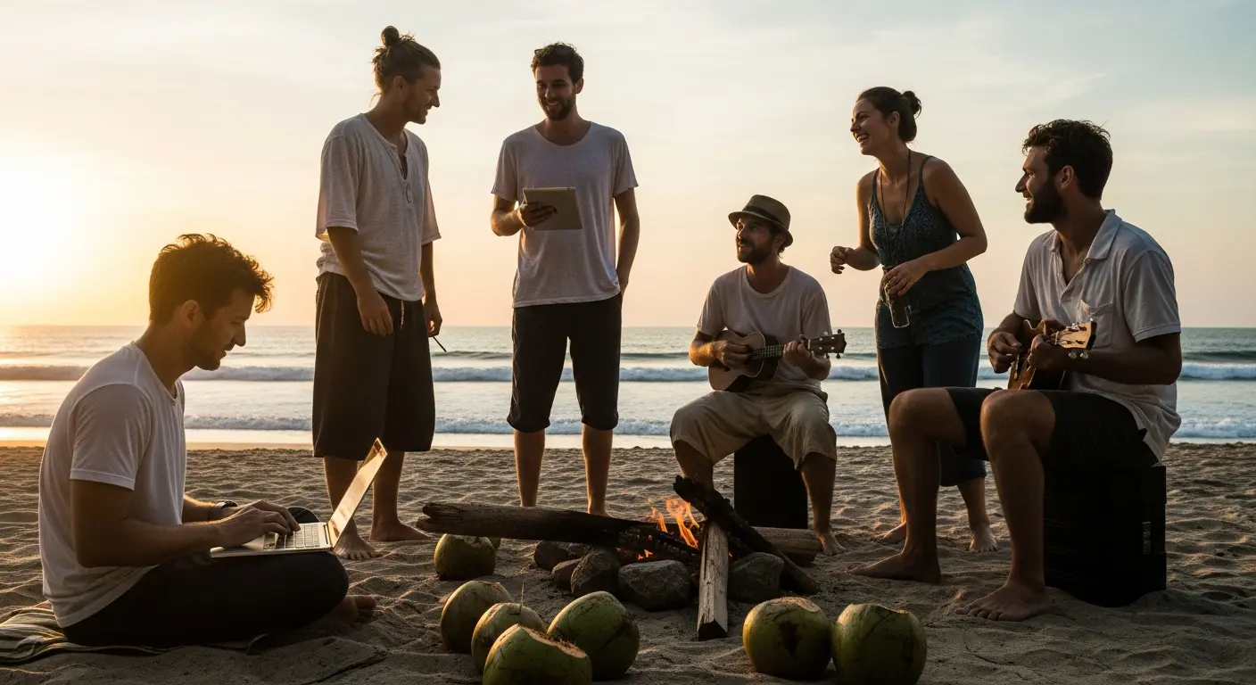 Digitale Nomaden am Strand